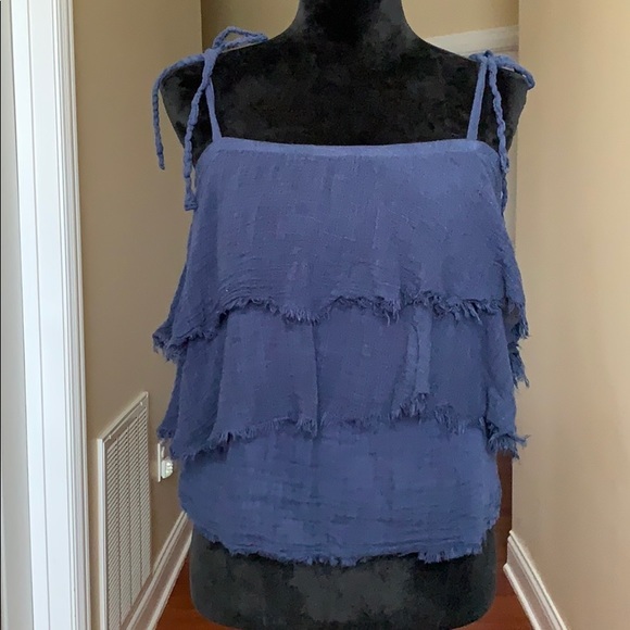 MICHAEL STARS ⭐️.......navy tiered summer top - Picture 3 of 6